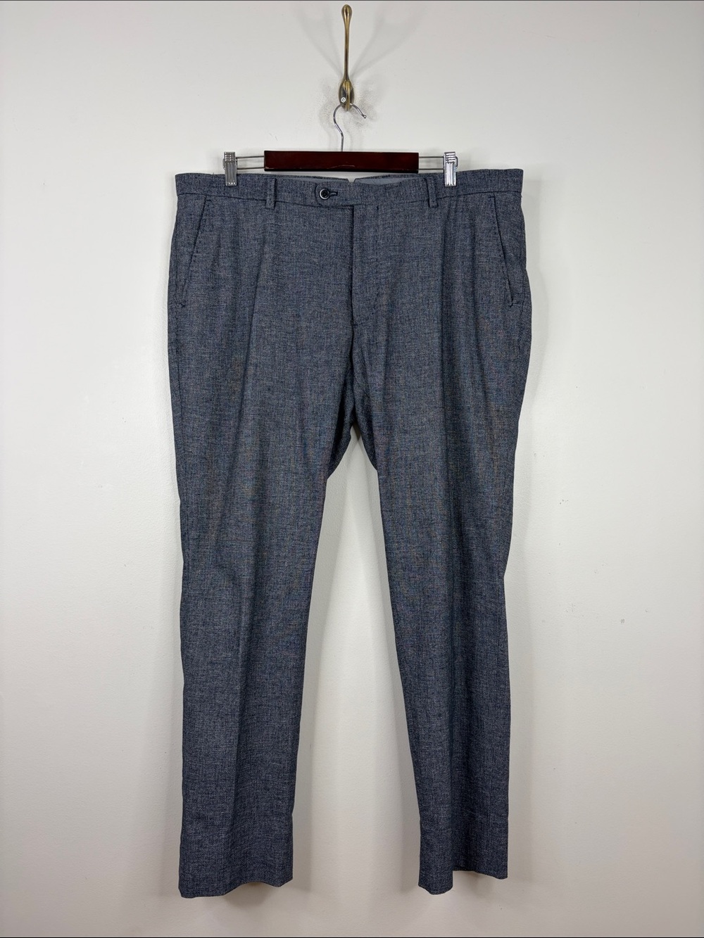 Massimo Dutti Pants Mens 40 x 31 Gray Blue Linen Cotton Straight Leg Chinos